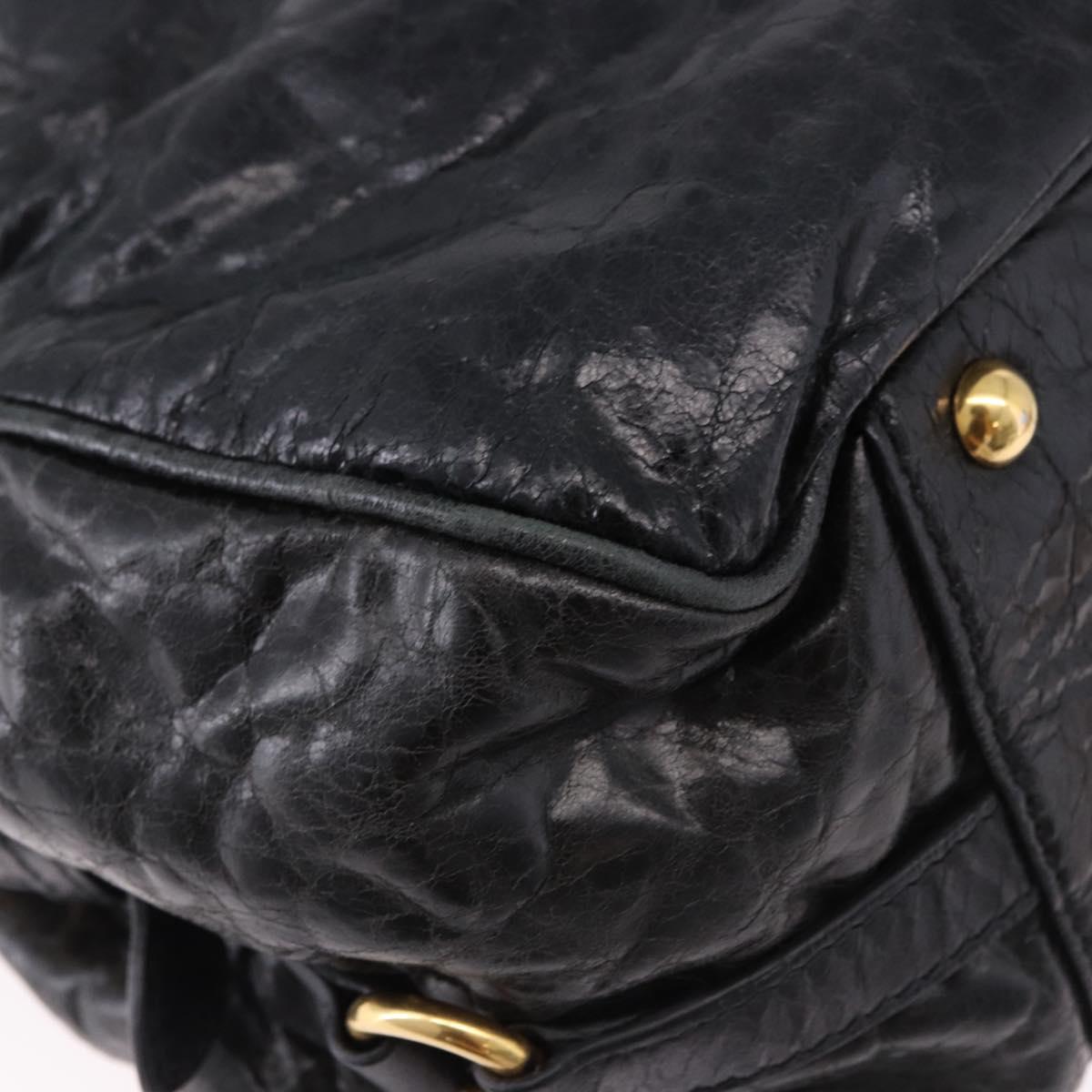 Miu Miu Tote Bag Leather 2way Black Gold Auth 193125V