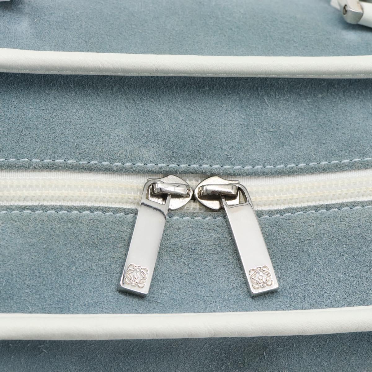 LOEWE Amazona 30 Hand Bag Suede Light Blue Silver Auth 193126V