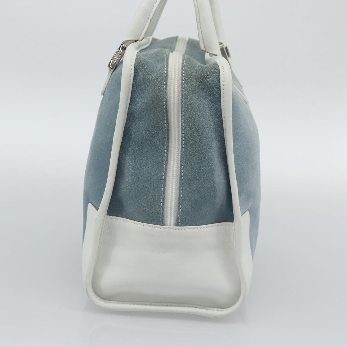 LOEWE Amazona 30 Hand Bag Suede Light Blue Silver Auth 193126V