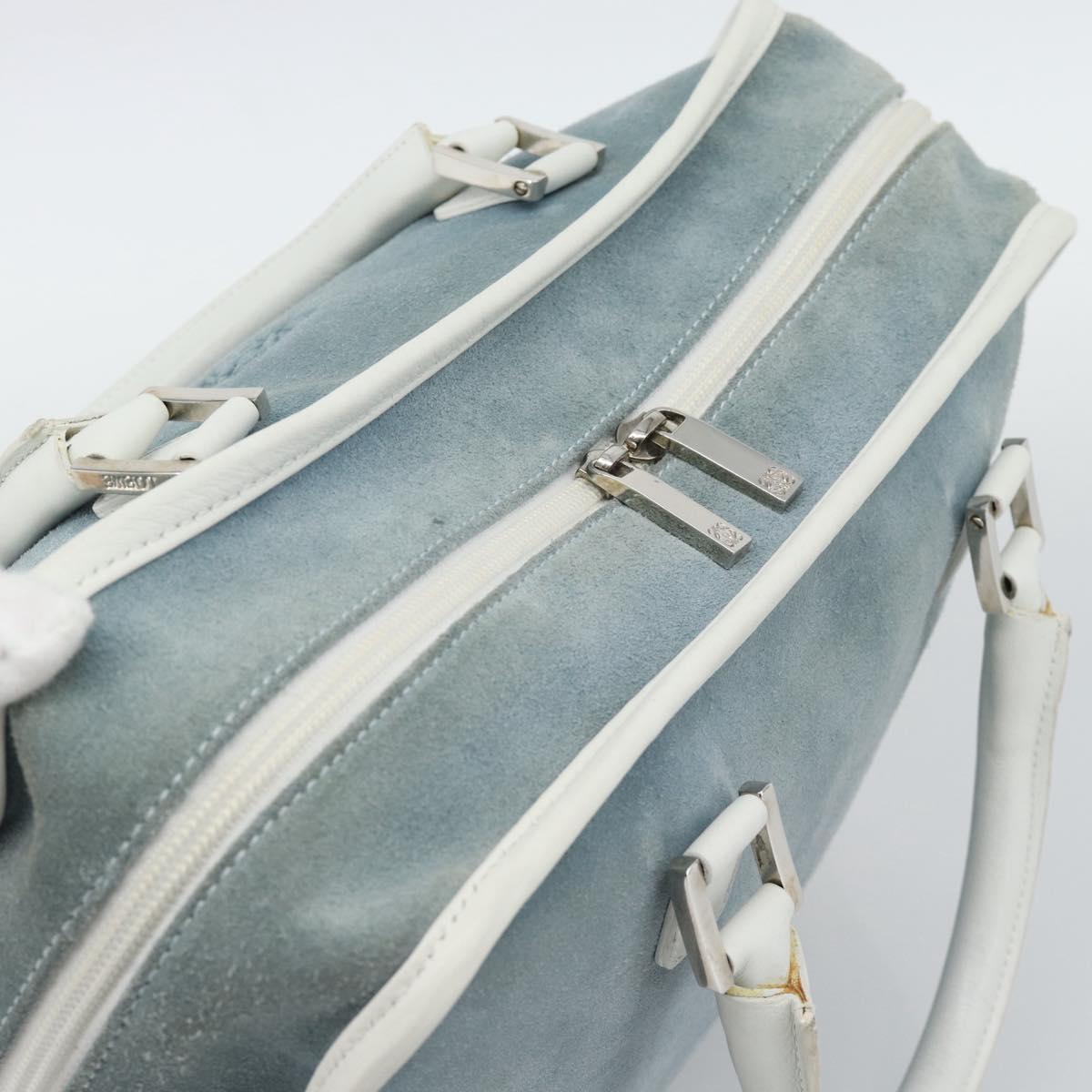 LOEWE Amazona 30 Hand Bag Suede Light Blue Silver Auth 193126V