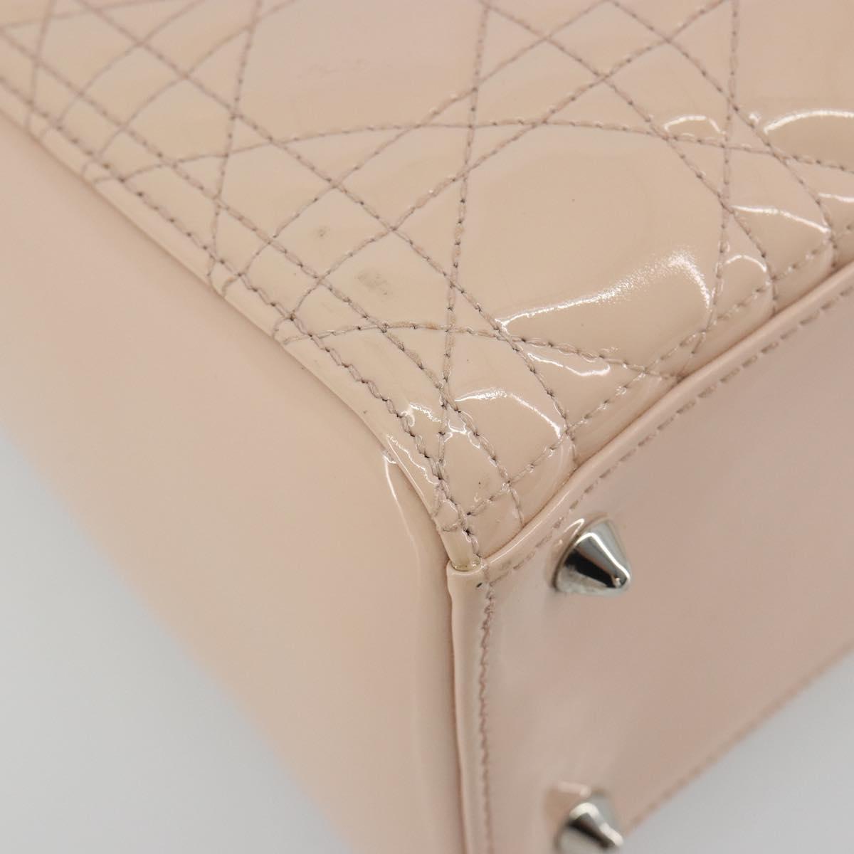 Christian Dior Lady Dior Canage Large Bag Patent leather 2way Pink Auth 193127