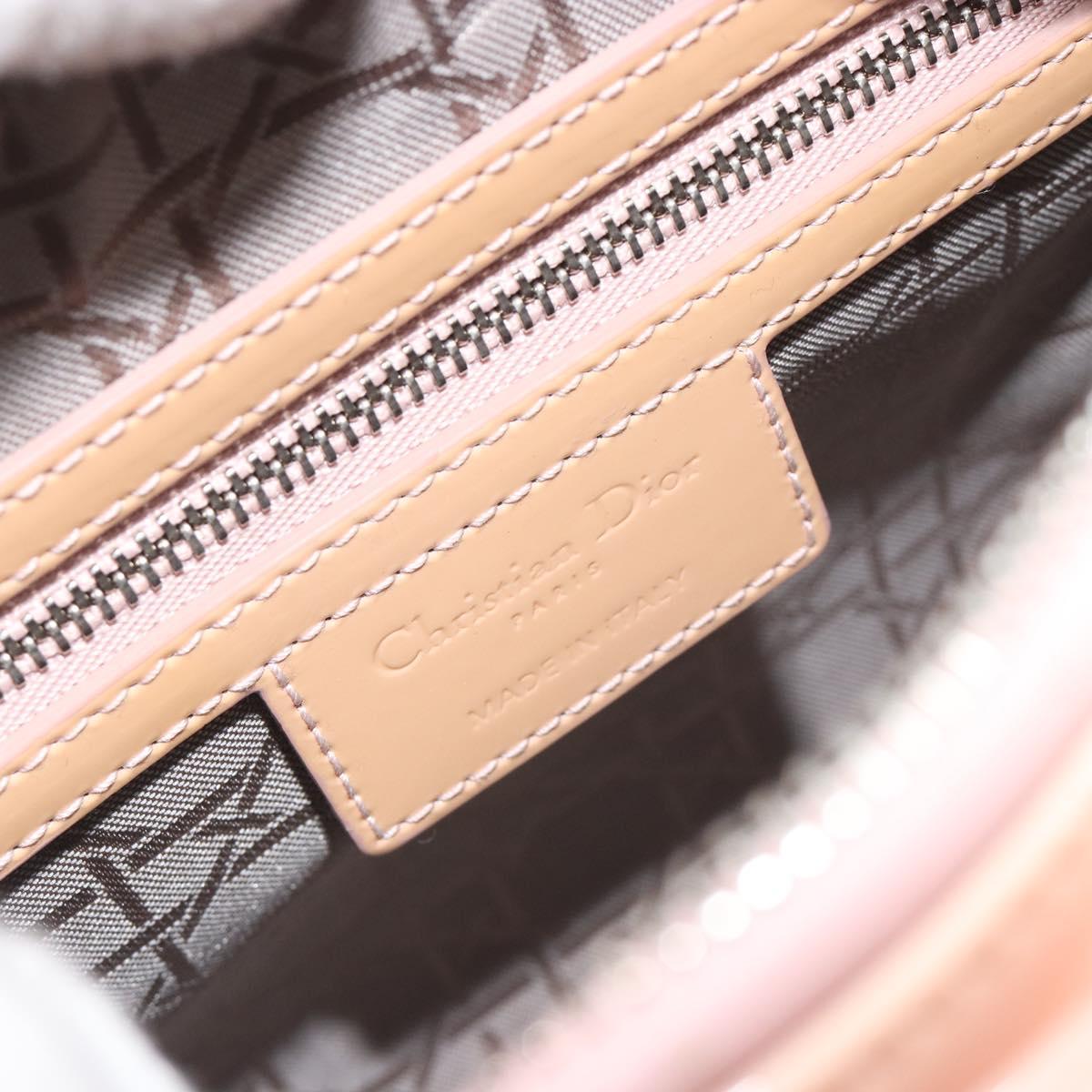 Christian Dior Lady Dior Canage Large Bag Patent leather 2way Pink Auth 193127