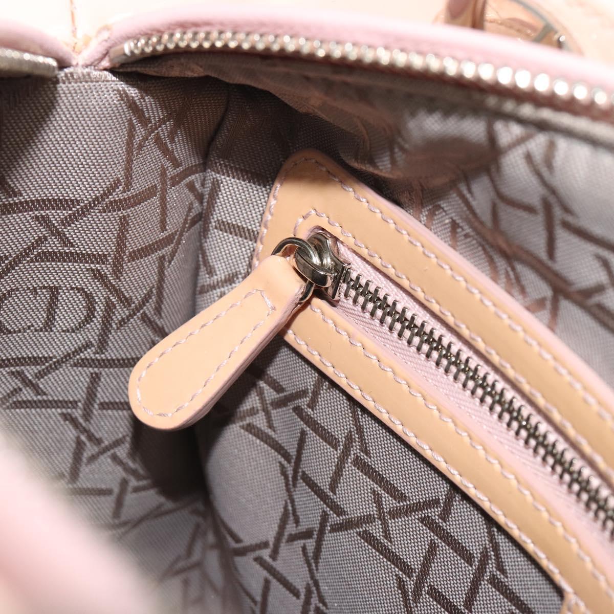 Christian Dior Lady Dior Canage Large Bag Patent leather 2way Pink Auth 193127