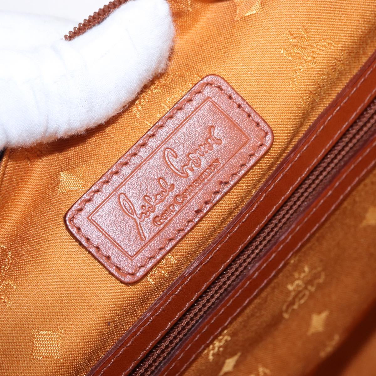 MCM Logogram Vicetos Boston Bag PVC Leather Brown Gold Auth 193130