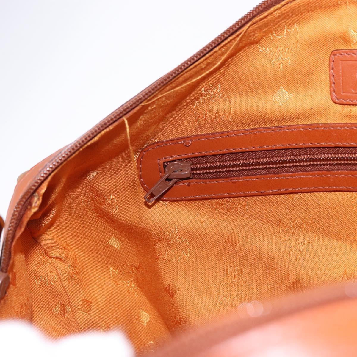 MCM Logogram Vicetos Boston Bag PVC Leather Brown Gold Auth 193130