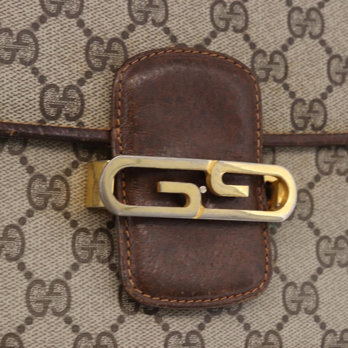 GUCCI GG Supreme Shoulder Bag PVC Beige Gold Auth 193131