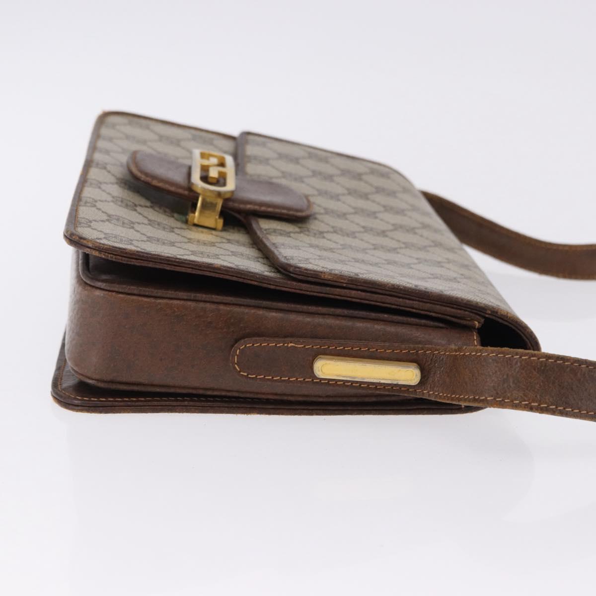 GUCCI GG Supreme Shoulder Bag PVC Beige Gold Auth 193131