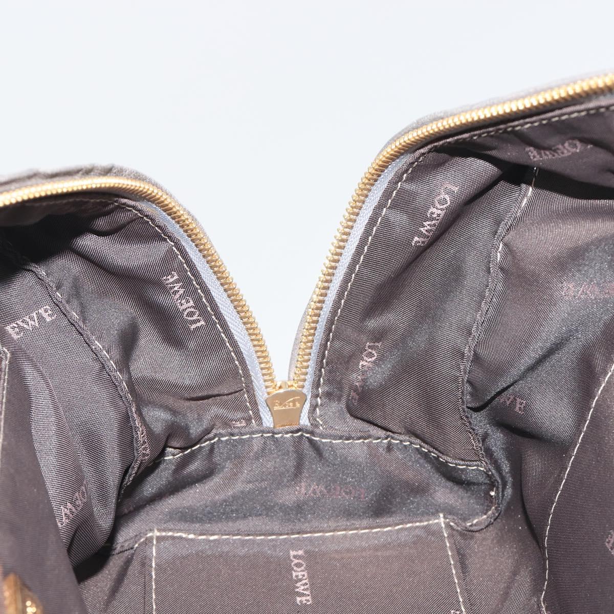 LOEWE Amazona 28 Hand Bag Leather Silver Gold Auth 193132V