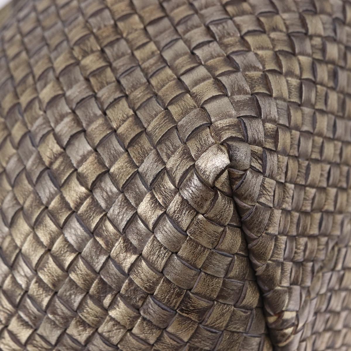 BOTTEGA VENETA INTRECCIATO Cabas MM Tote Bag Leather Gold 115664 Auth 193133SAM