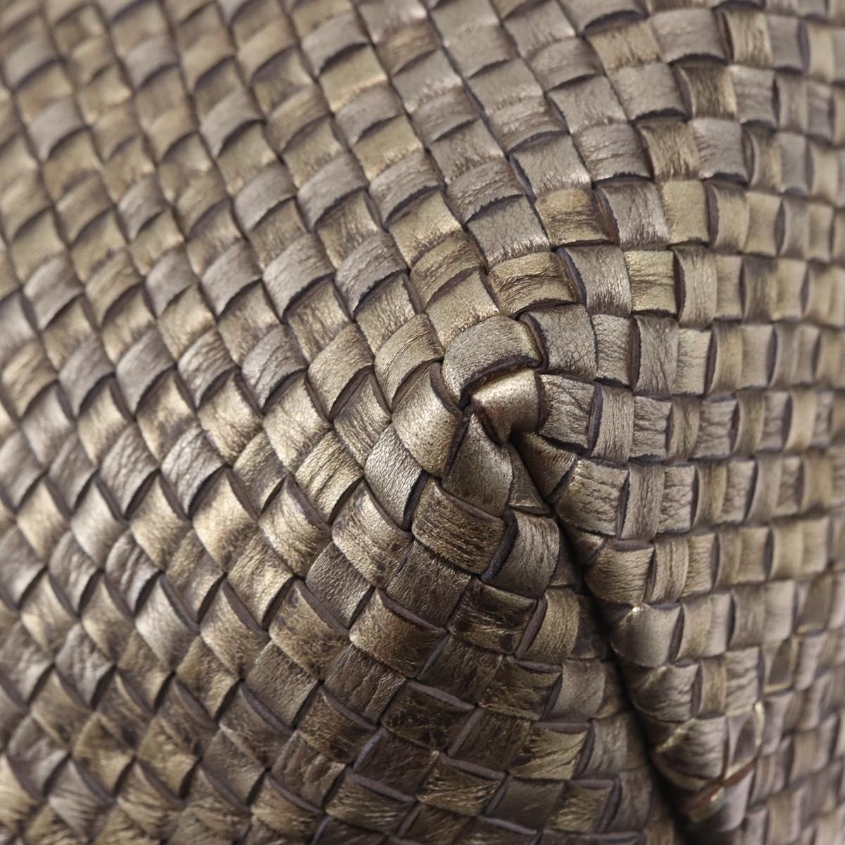 BOTTEGA VENETA INTRECCIATO Cabas MM Tote Bag Leather Gold 115664 Auth 193133SAM