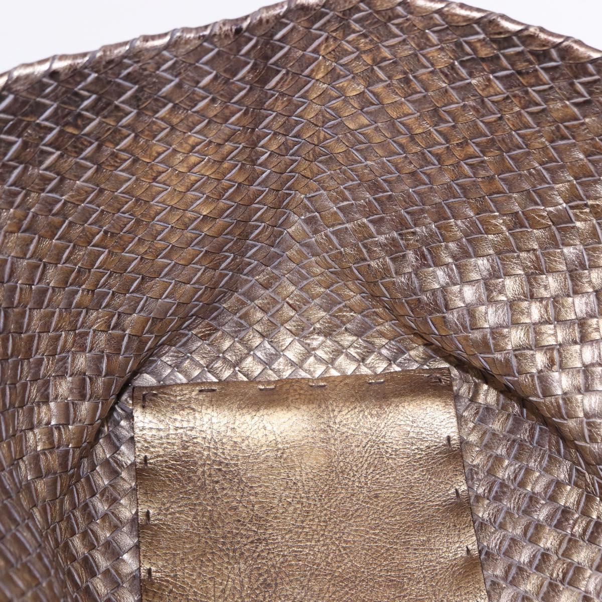 BOTTEGA VENETA INTRECCIATO Cabas MM Tote Bag Leather Gold 115664 Auth 193133SAM