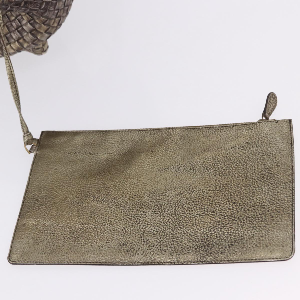 BOTTEGA VENETA INTRECCIATO Cabas MM Tote Bag Leather Gold 115664 Auth 193133SAM