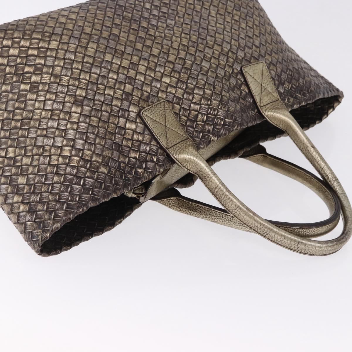 BOTTEGA VENETA INTRECCIATO Cabas MM Tote Bag Leather Gold 115664 Auth 193133SAM