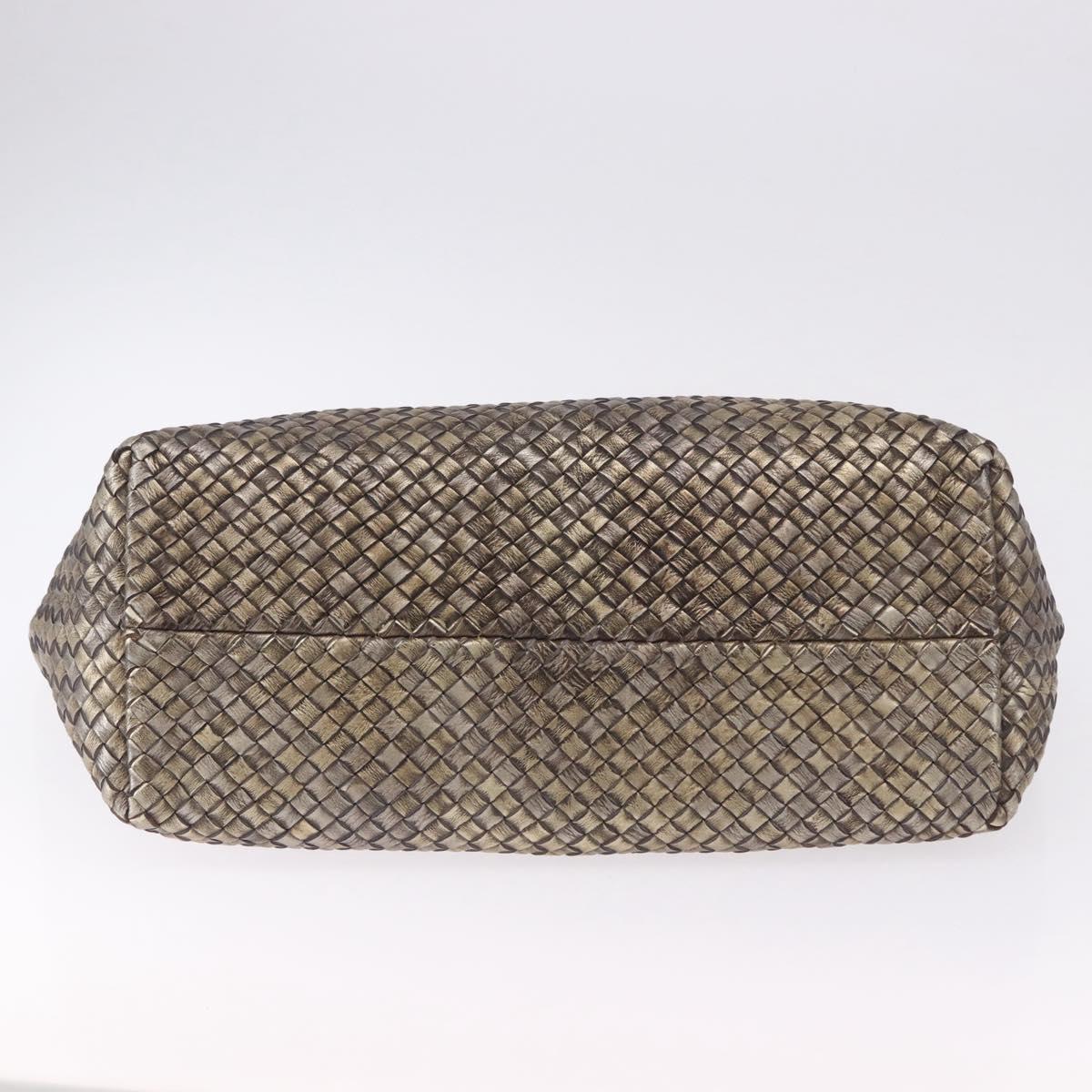 BOTTEGA VENETA INTRECCIATO Cabas MM Tote Bag Leather Gold 115664 Auth 193133SAM