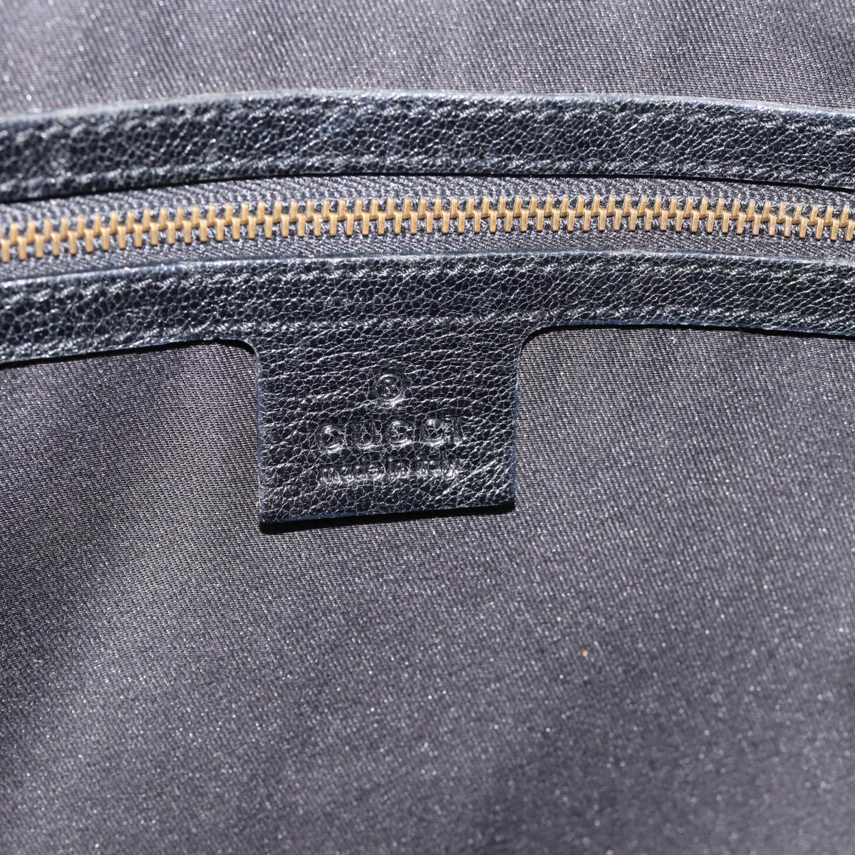 GUCCI Interlocking G Shoulder Bag Leather Black Gold 121546 Auth 193135V