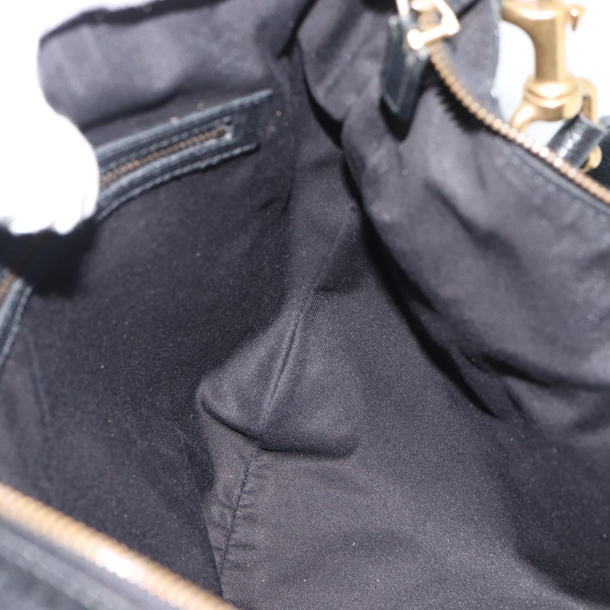 GUCCI Interlocking G Shoulder Bag Leather Black Gold 121546 Auth 193135V