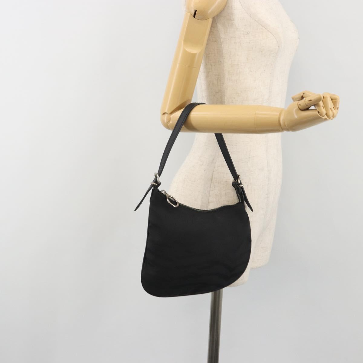FENDI Zucchino Canvas Shoulder Bag Dark Brown Silver Auth 193139V