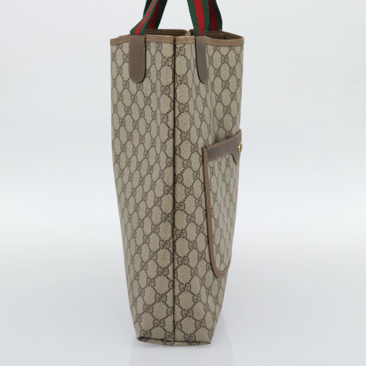 GUCCI GG Supreme Web Sherry Line Tote Bag PVC Beige 39 02 003 Auth 193140