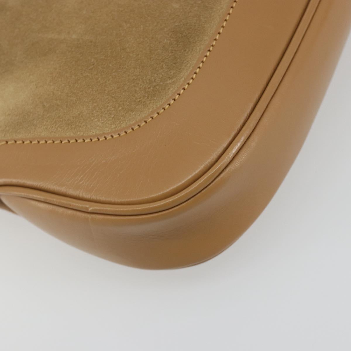 GUCCI Jackie Shoulder Bag Suede Beige Silver 001 3735 Auth 193141A