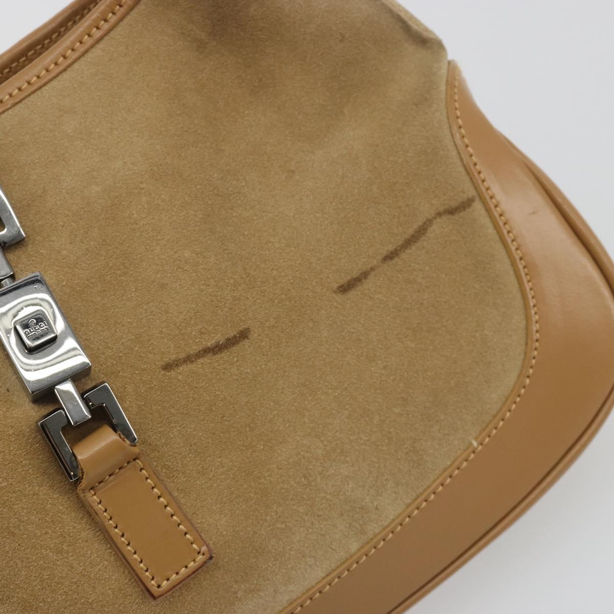 GUCCI Jackie Shoulder Bag Suede Beige Silver 001 3735 Auth 193141A