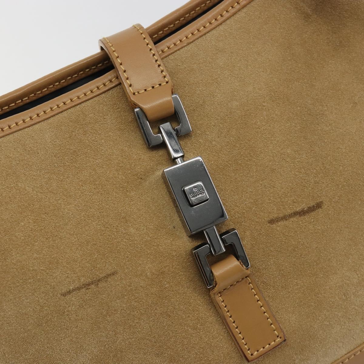GUCCI Jackie Shoulder Bag Suede Beige Silver 001 3735 Auth 193141A