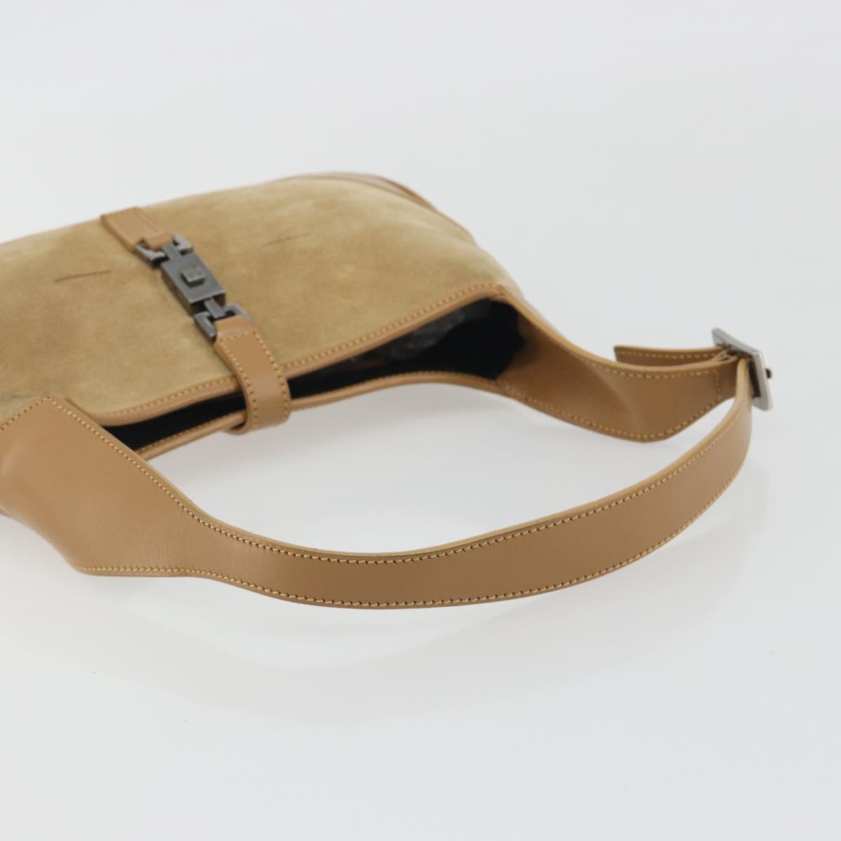 GUCCI Jackie Shoulder Bag Suede Beige Silver 001 3735 Auth 193141A