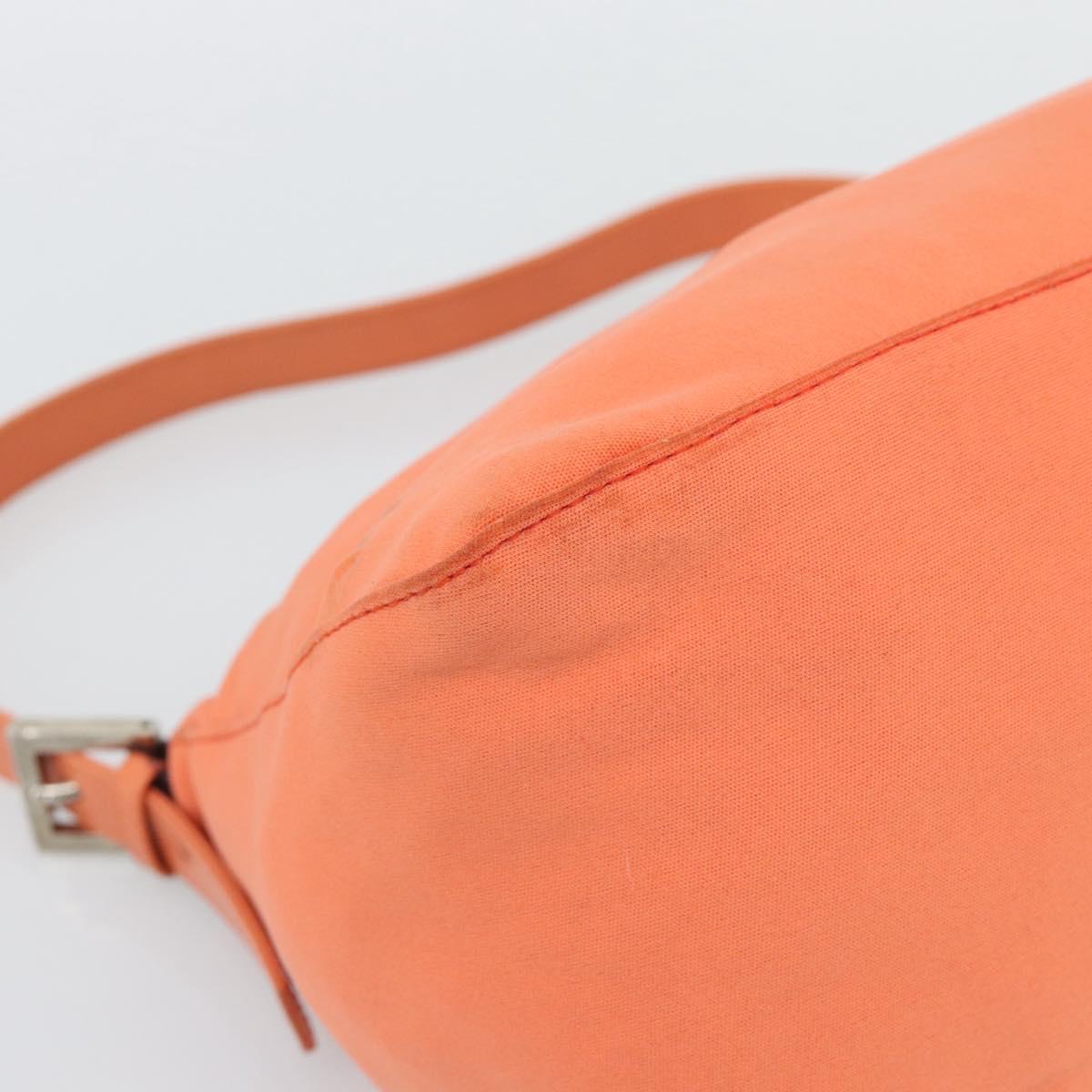 FENDI Mamma Baguette Shoulder Bag Cotton jersey Orange Silver Auth 193143