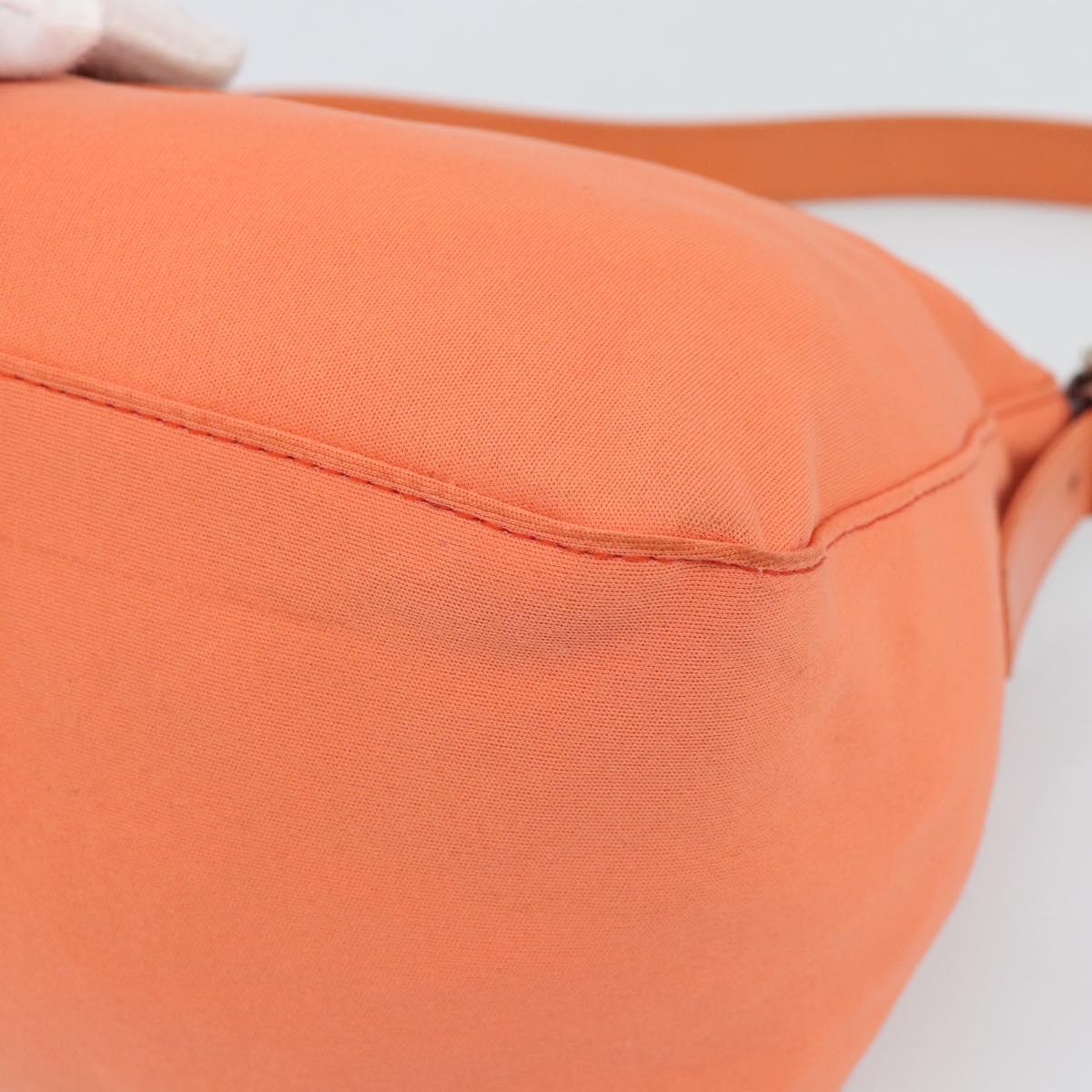 FENDI Mamma Baguette Shoulder Bag Cotton jersey Orange Silver Auth 193143