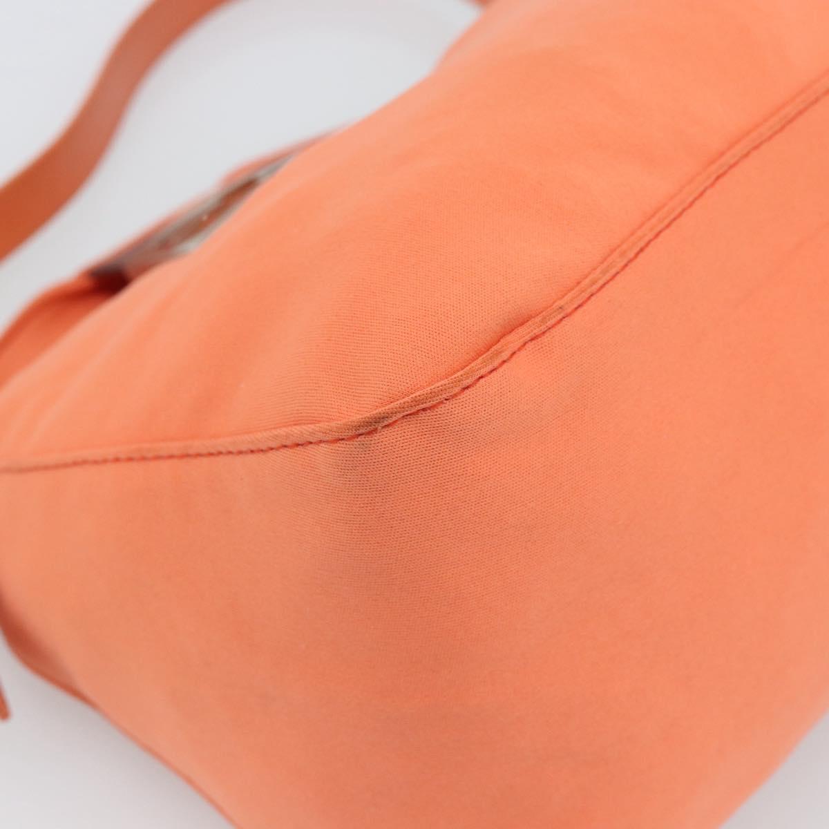 FENDI Mamma Baguette Shoulder Bag Cotton jersey Orange Silver Auth 193143