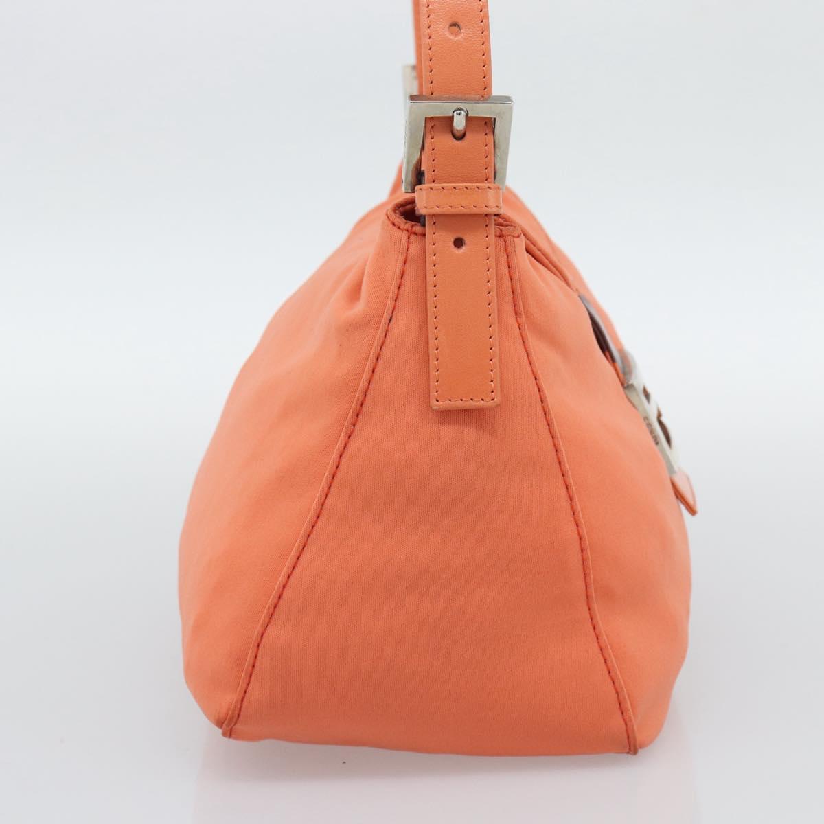 FENDI Mamma Baguette Shoulder Bag Cotton jersey Orange Silver Auth 193143