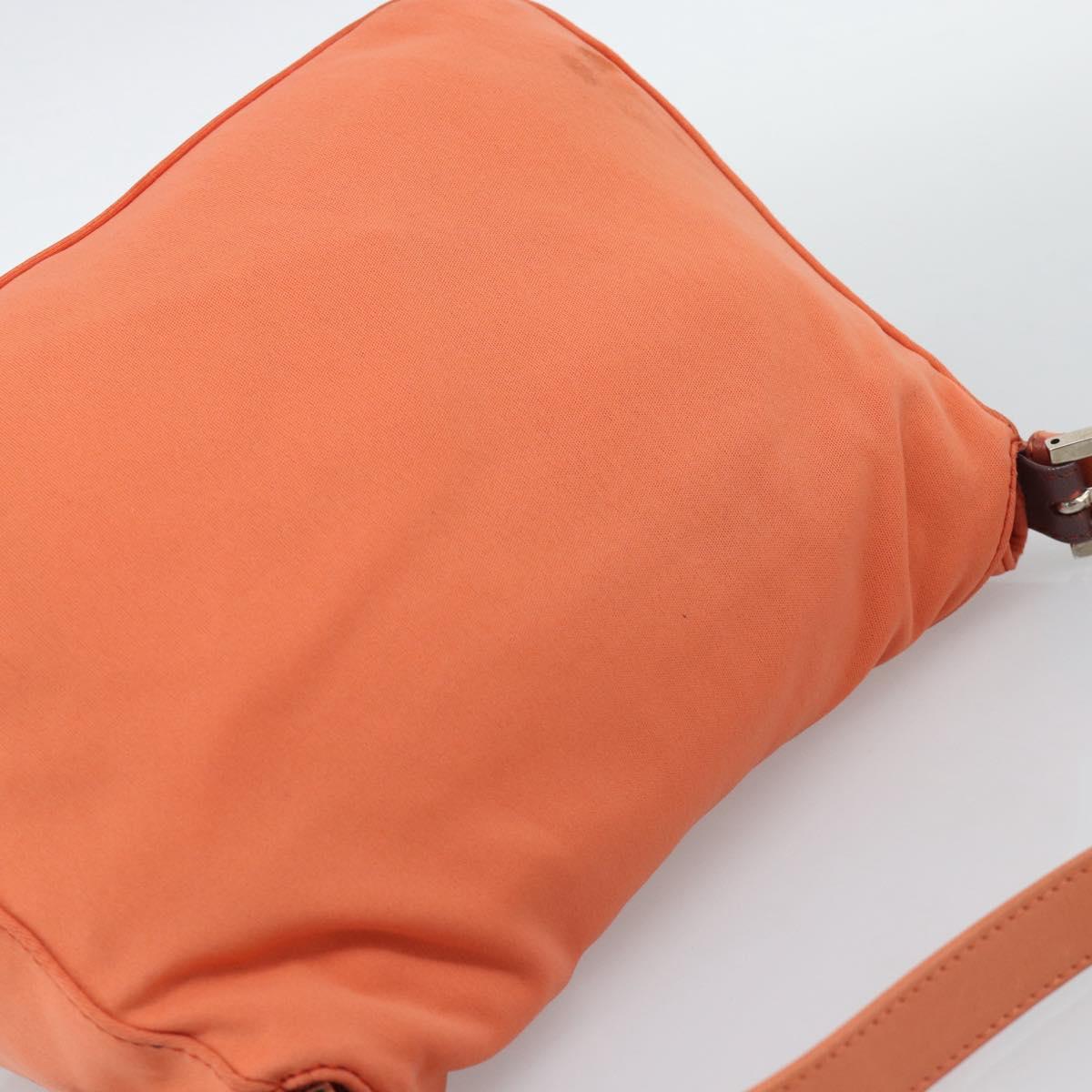 FENDI Mamma Baguette Shoulder Bag Cotton jersey Orange Silver Auth 193143
