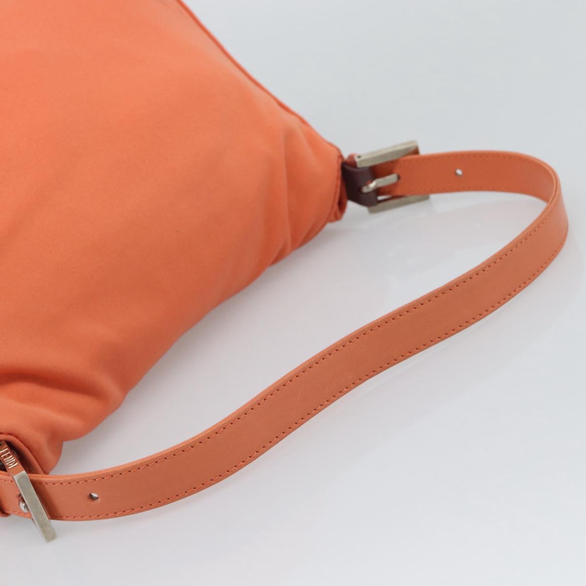 FENDI Mamma Baguette Shoulder Bag Cotton jersey Orange Silver Auth 193143