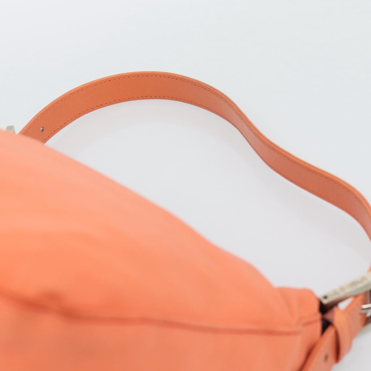 FENDI Mamma Baguette Shoulder Bag Cotton jersey Orange Silver Auth 193143