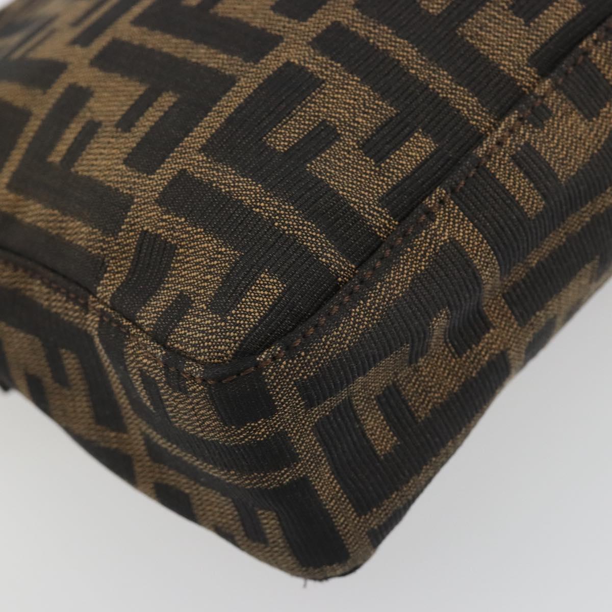 FENDI Zucca Canvas Shoulder Bag Brown Black Auth 193144V