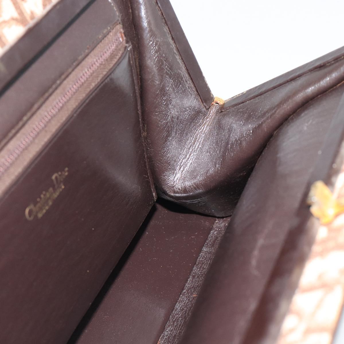 Christian Dior Trotter Canvas Shoulder Bag Beige Gold Auth 193146