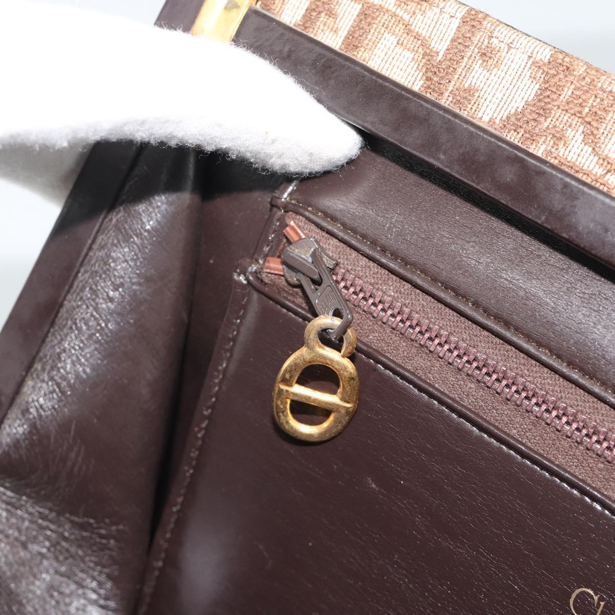 Christian Dior Trotter Canvas Shoulder Bag Beige Gold Auth 193146