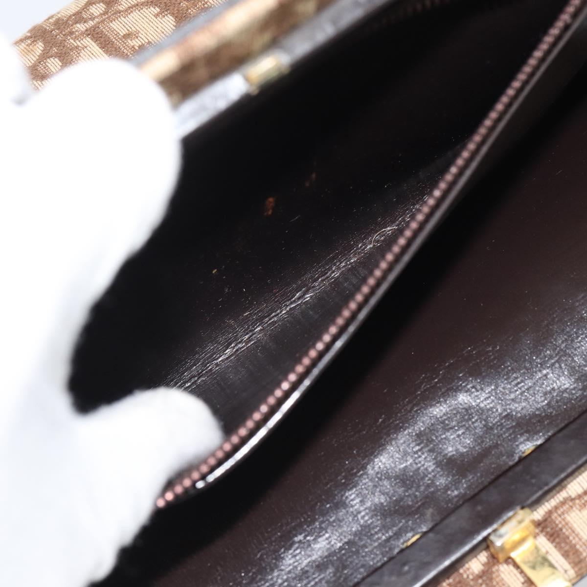 Christian Dior Trotter Canvas Shoulder Bag Beige Gold Auth 193146