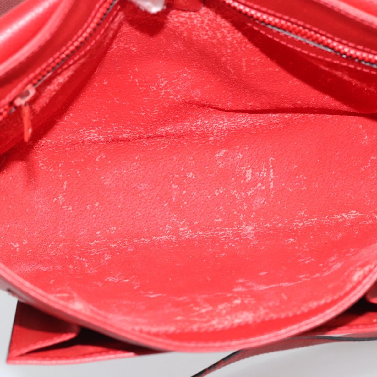 CELINE Shoulder Bag Leather Red Gold Auth 193149