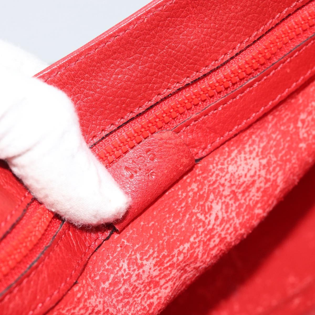 CELINE Shoulder Bag Leather Red Gold Auth 193149