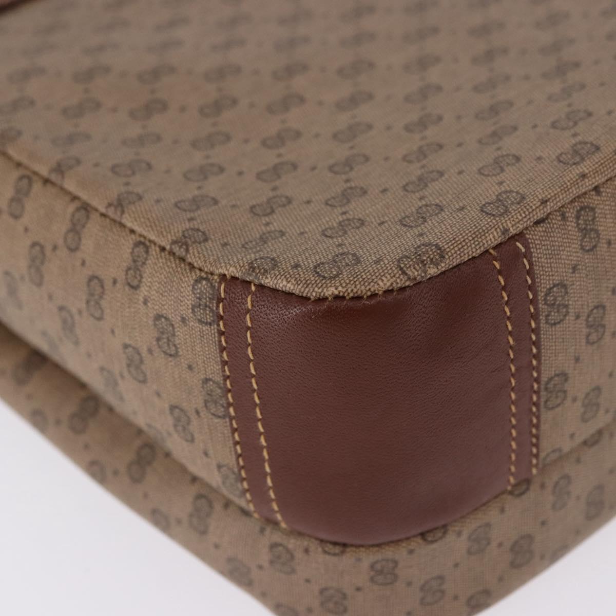GUCCI Micro GG Supreme Shoulder Bag PVC Beige Gold Auth 193154