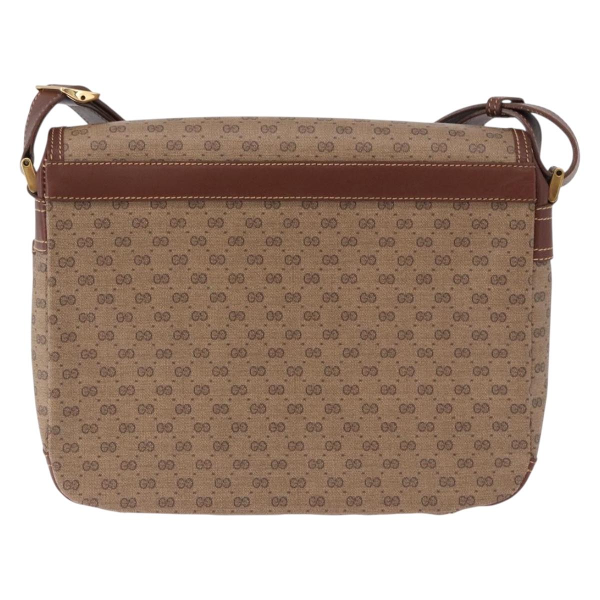 GUCCI Micro GG Supreme Shoulder Bag PVC Beige Gold Auth 193154