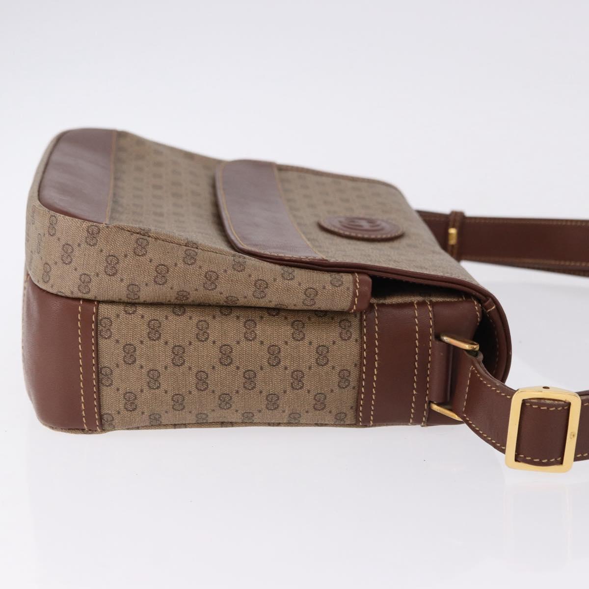 GUCCI Micro GG Supreme Shoulder Bag PVC Beige Gold Auth 193154