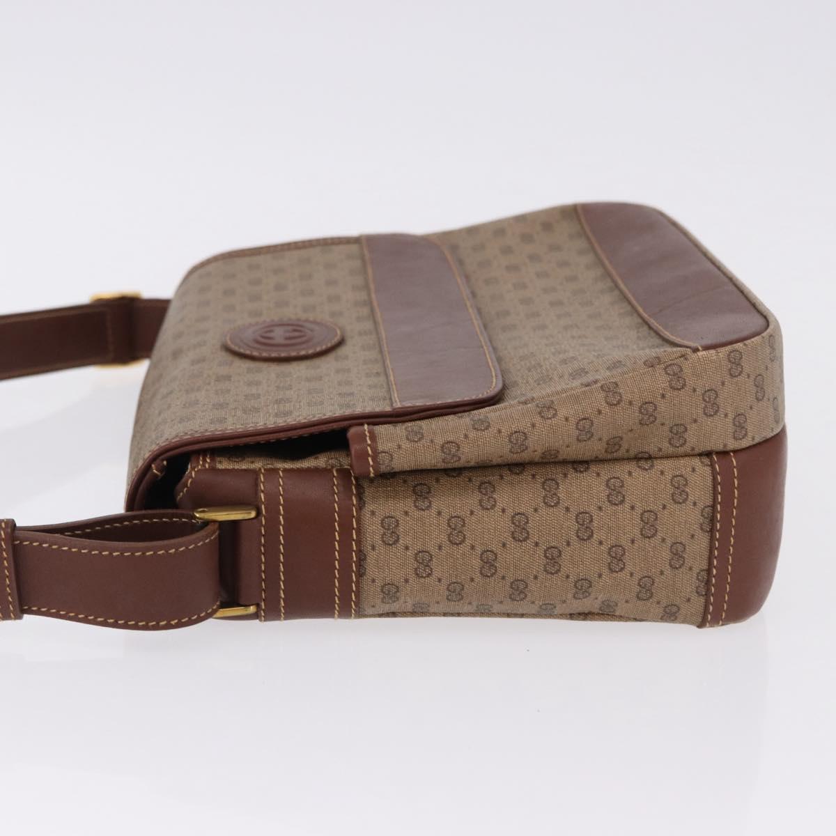 GUCCI Micro GG Supreme Shoulder Bag PVC Beige Gold Auth 193154