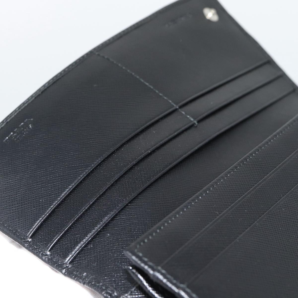 PRADA Long Wallet Saffiano leather Black Silver Auth 193158V