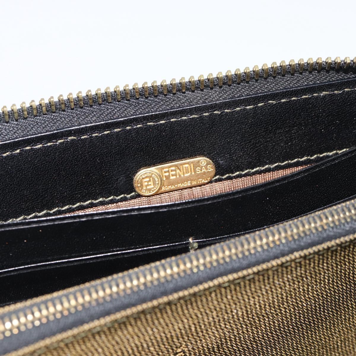 FENDI Zucca Canvas Long Wallet Black Brown Auth 193160V