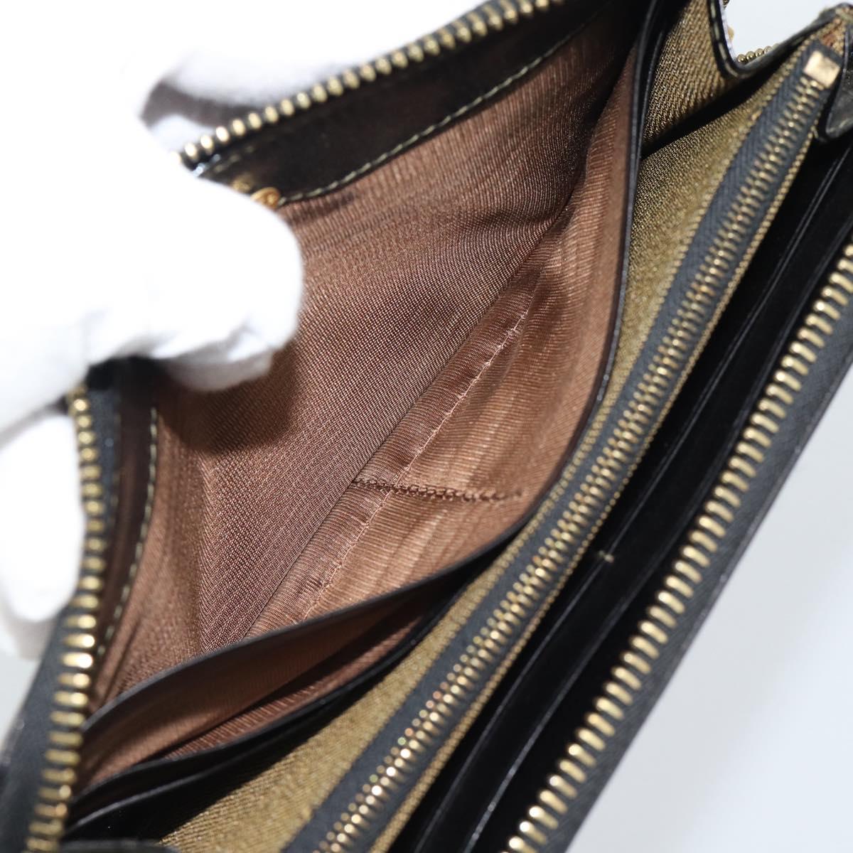 FENDI Zucca Canvas Long Wallet Black Brown Auth 193160V