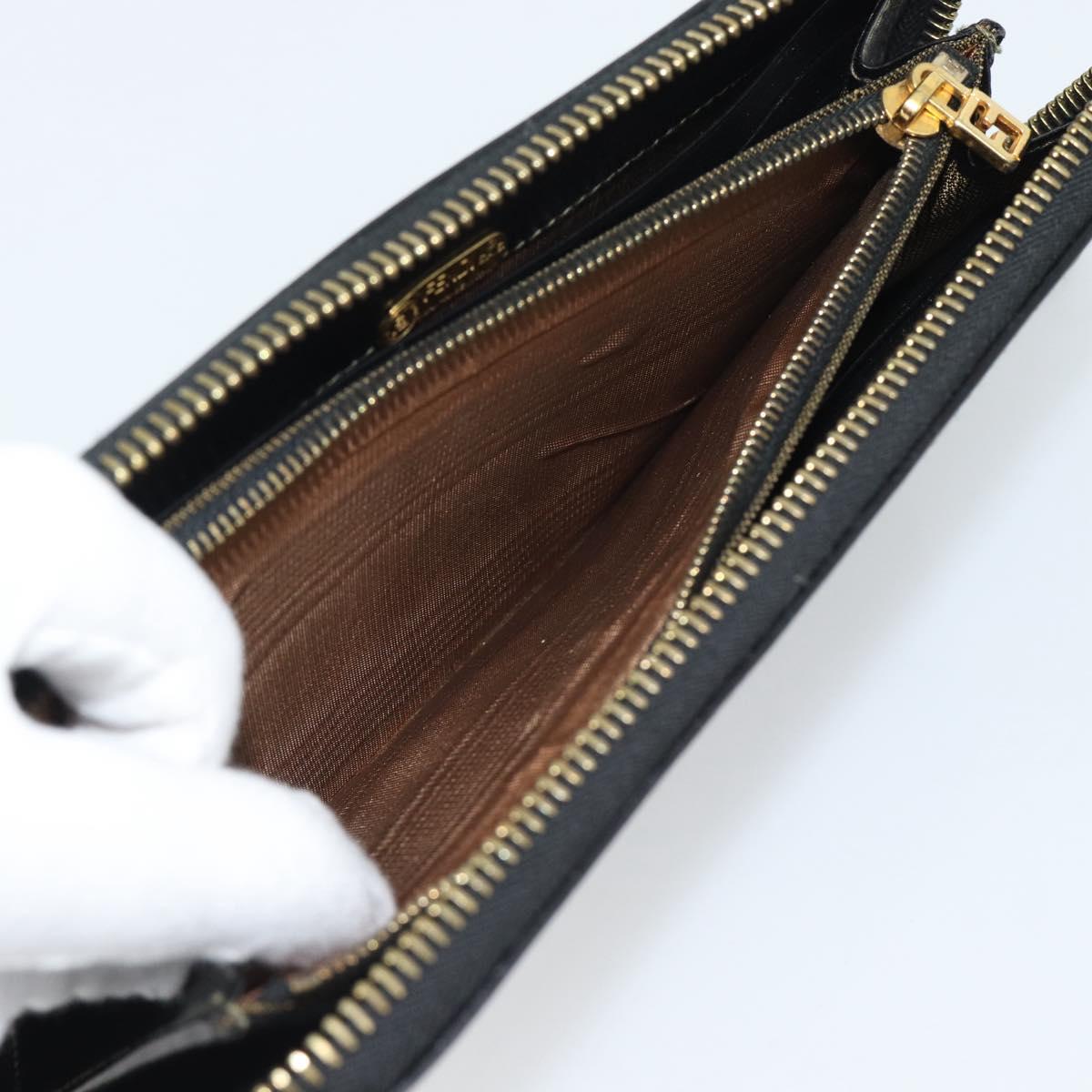 FENDI Zucca Canvas Long Wallet Black Brown Auth 193160V