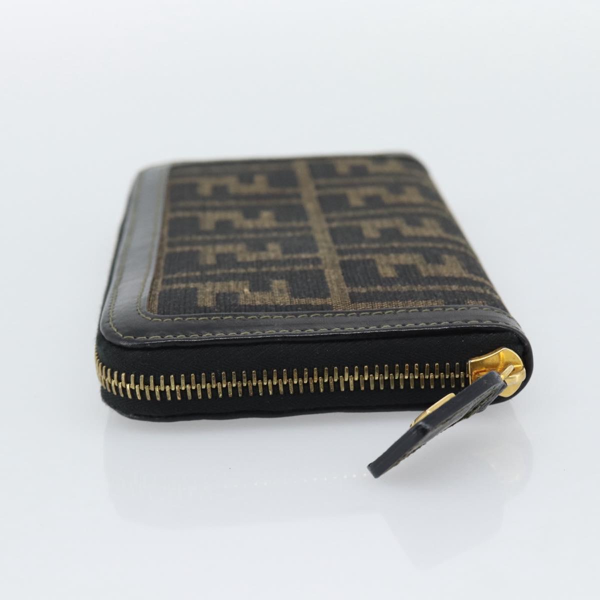 FENDI Zucca Canvas Long Wallet Black Brown Auth 193160V