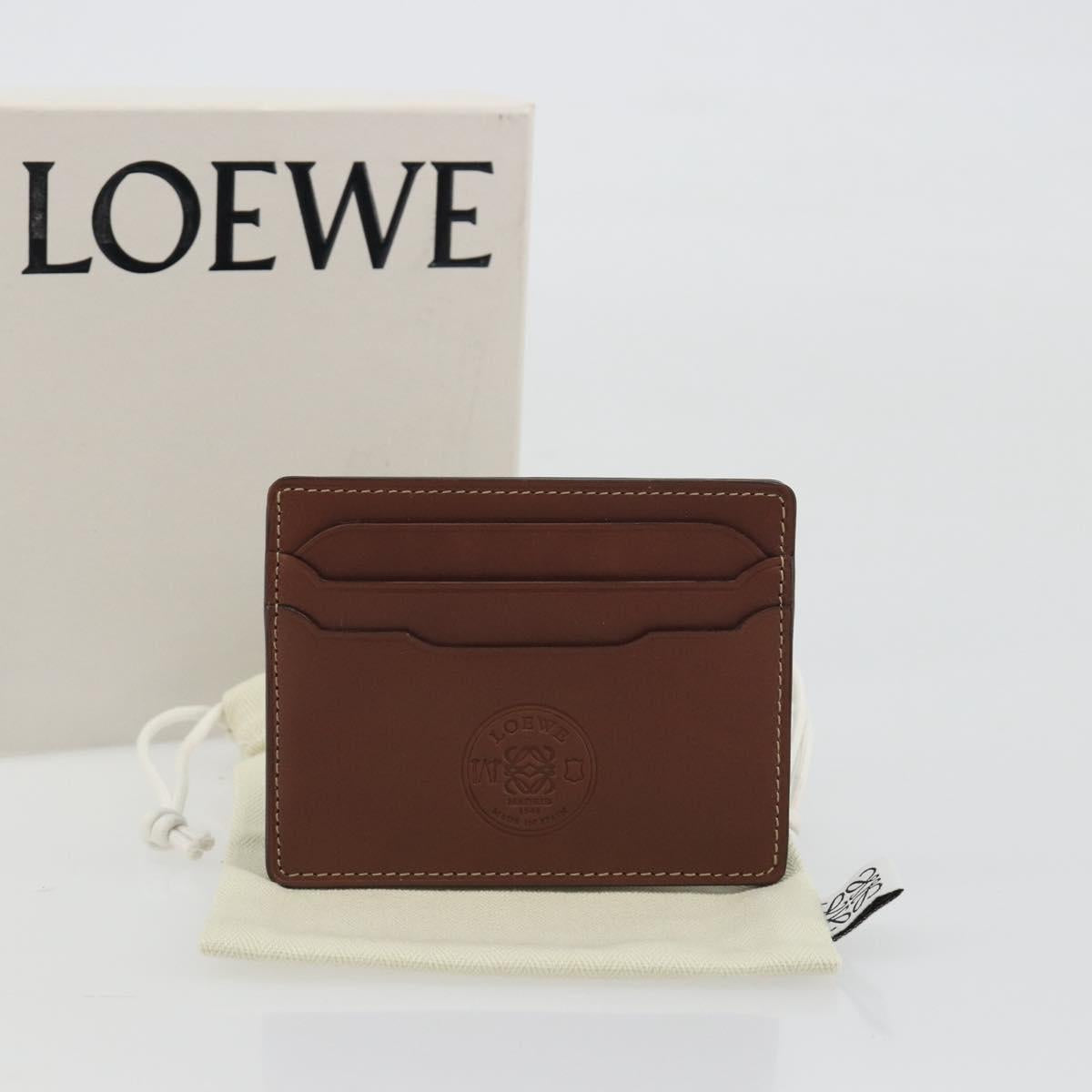 LOEWE Card Case Leather Brown Auth 193161V