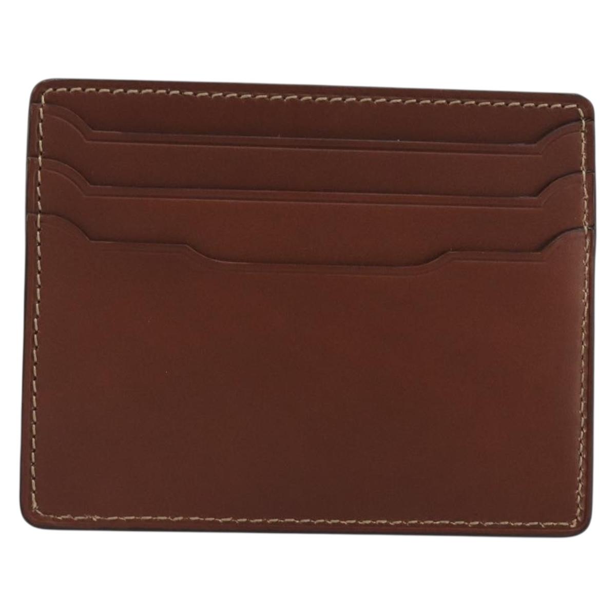 LOEWE Card Case Leather Brown Auth 193161V